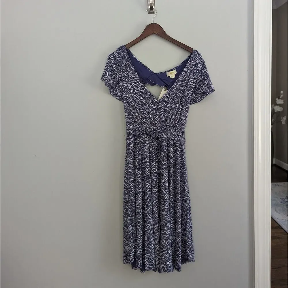 NEW Anthropologie Flutter Back Dress Size Small Retail $138 Blue Purple - Picture 7 of 8